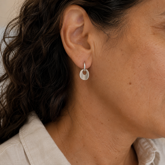 Sterling Silver Open Disc Drop Earrings, view 2