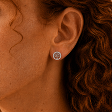 Load image into Gallery viewer, Sterling Silver Tree of Life Stud Earrings with Cubic Zirconia
