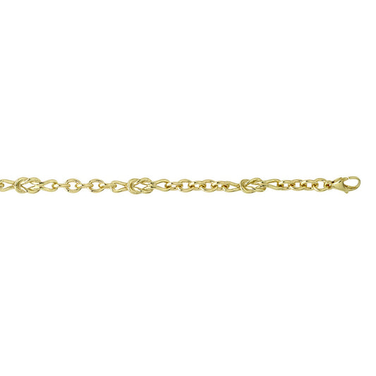 18ct Yellow Gold Bracelet - Reef Knot Trace Chain