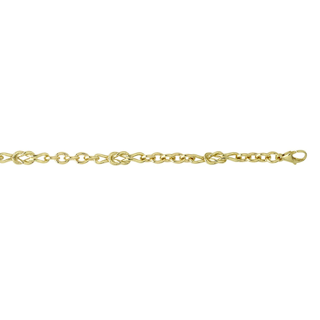 18ct Yellow Gold Bracelet - Reef Knot Trace Chain