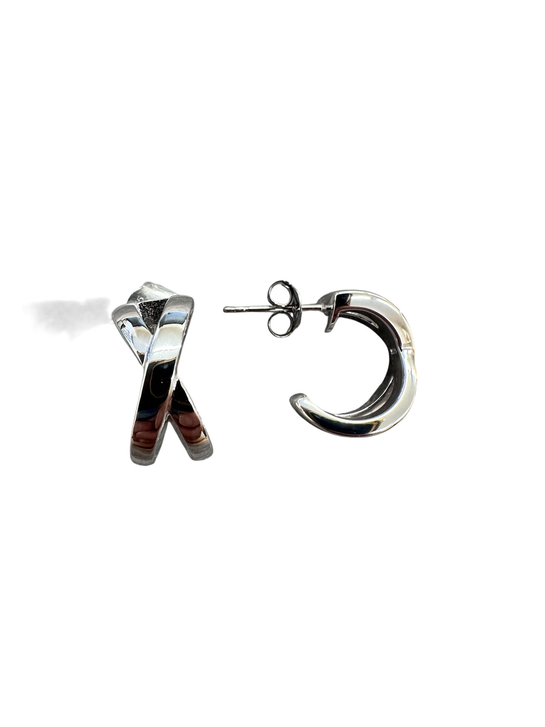 Urban Armour Sterling Silver cross over hoops