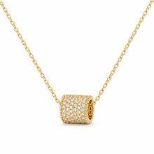 Load image into Gallery viewer, Gold Vermeil Cubic Zirconia Pavé Barrel Pendant Necklace
