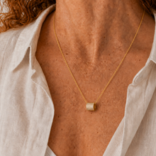 Load image into Gallery viewer, Gold Vermeil Cubic Zirconia Pavé Barrel Pendant Necklace
