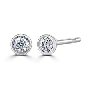 9ct White Gold bezel set Diamond Studs from 0.15ct to 0.50ct