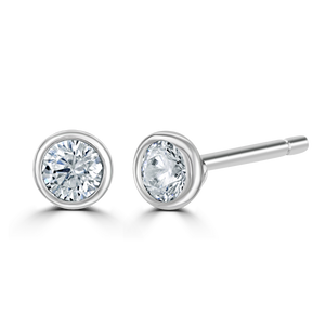 9ct White Gold bezel set Diamond Studs from 0.15ct to 0.50ct