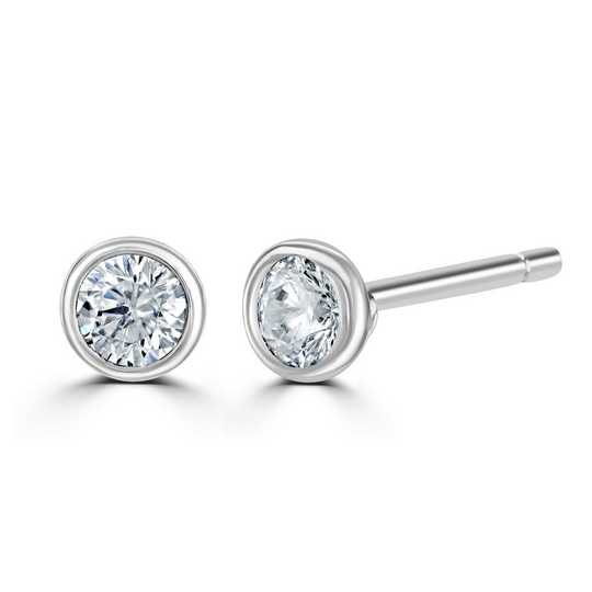 9ct White Gold bezel set Diamond Studs from 0.15ct to 0.50ct, view 2