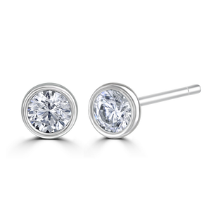 9ct White Gold bezel set Diamond Studs from 0.15ct to 0.50ct