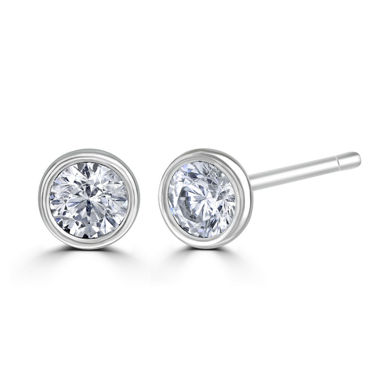 9ct White Gold bezel set Diamond Studs from 0.15ct to 0.50ct, view 3