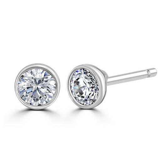9ct White Gold bezel set Diamond Studs from 0.15ct to 0.50ct, view 4