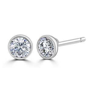 9ct White Gold bezel set Diamond Studs from 0.15ct to 0.50ct