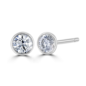 9ct White Gold bezel set Diamond Studs from 0.15ct to 0.50ct