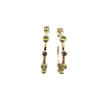 Load image into Gallery viewer, Gold Vermeil Multi Gemstone Hoop Earrings
