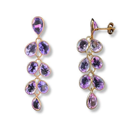 Amethyst and Gold Vermeil Cascade Drop Earrings