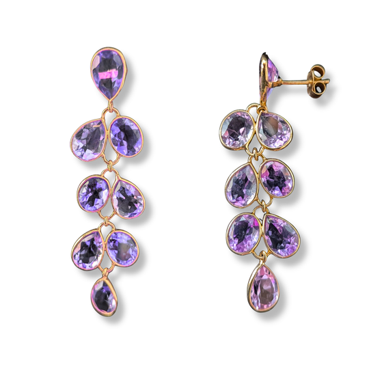 Amethyst and Gold Vermeil Cascade Drop Earrings