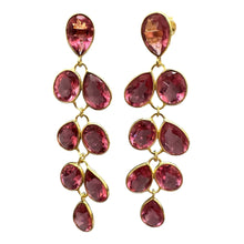 Load image into Gallery viewer, Pink Tourmaline and Gold Vermeil Cascade Drop Earrings
