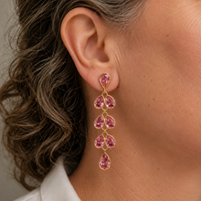 Load image into Gallery viewer, Pink Tourmaline and Gold Vermeil Cascade Drop Earrings
