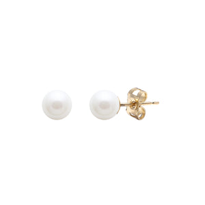 4mm White Cultured Pearl Earring Studs on 9ct Yellow Gold