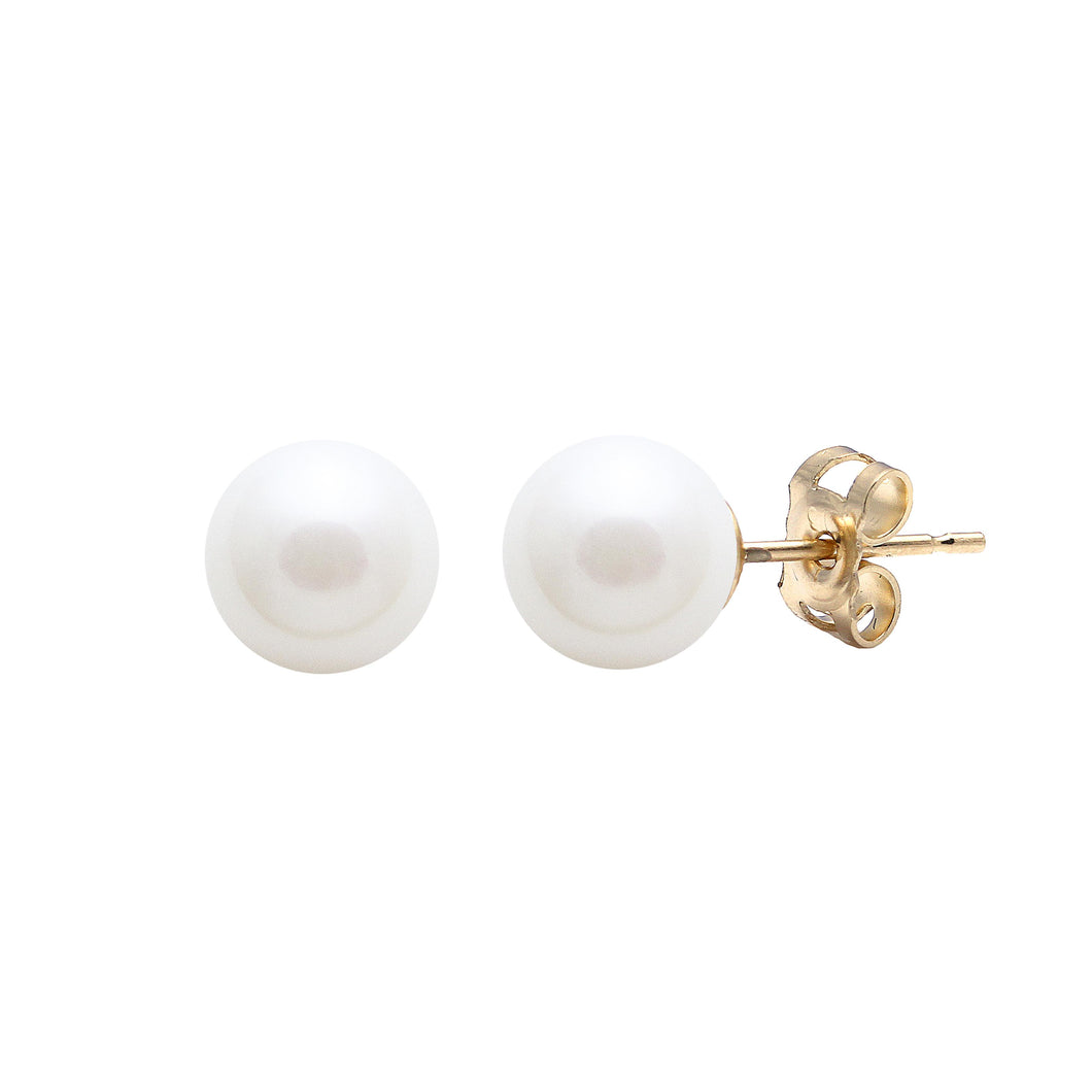 5mm White Cultured Pearl Earring Studs on 9ct Yellow Gold