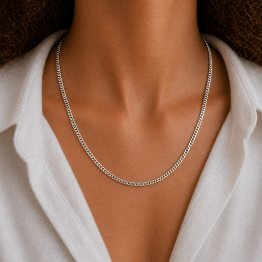 Sterling Silver Curb Chain Necklace – 50cm, view 2