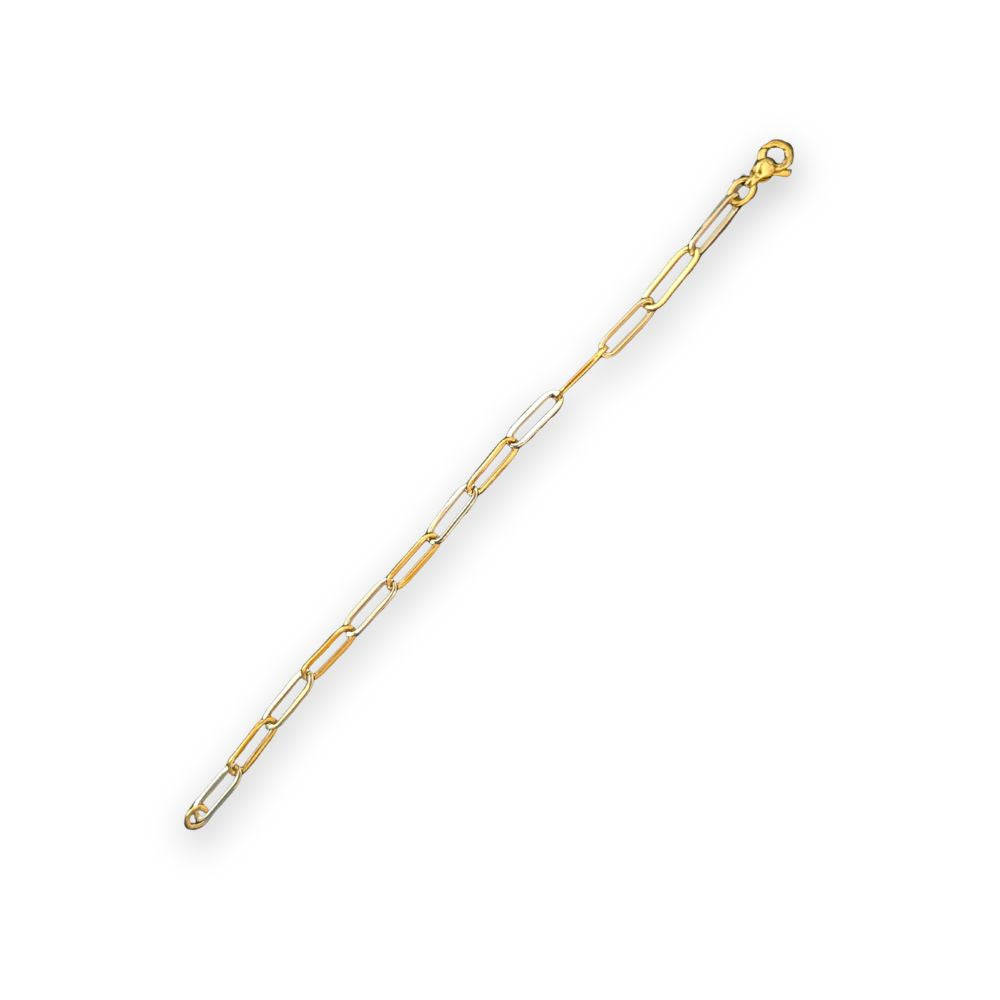 9ct Gold and White Gold Elongated Link Bracelet