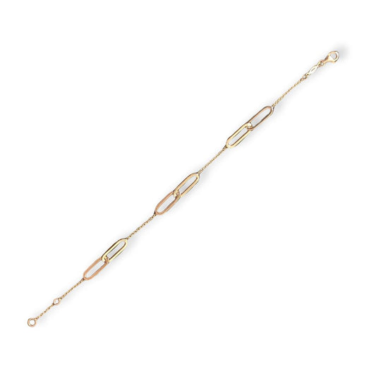 9ct Gold Station Elongated Link Bracelet