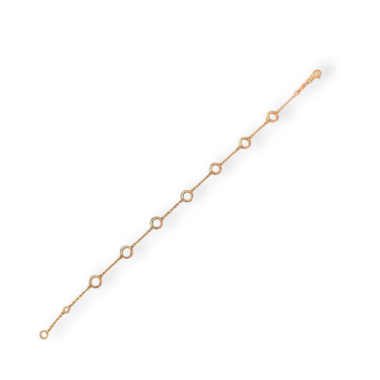9ct Gold Circle Link Station Bracelet