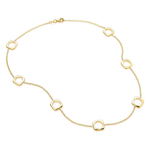 9ct Yellow Gold open square link Necklace