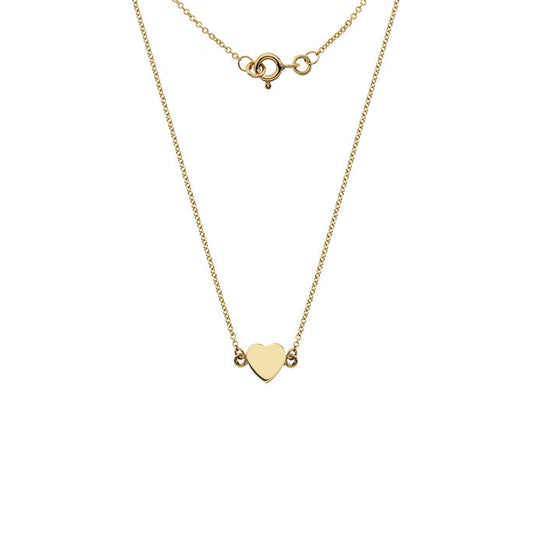 9ct Yellow Gold Necklace - Solid Heart