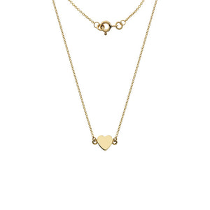 9ct Yellow Gold Necklace - Solid Heart
