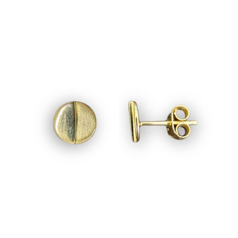 9ct Gold Polished Finish Disc Stud Earrings