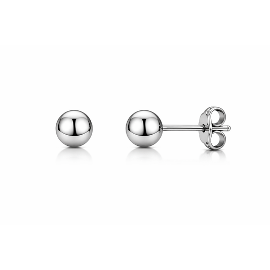 9ct White Gold Ball Stud Earrings – 4mm