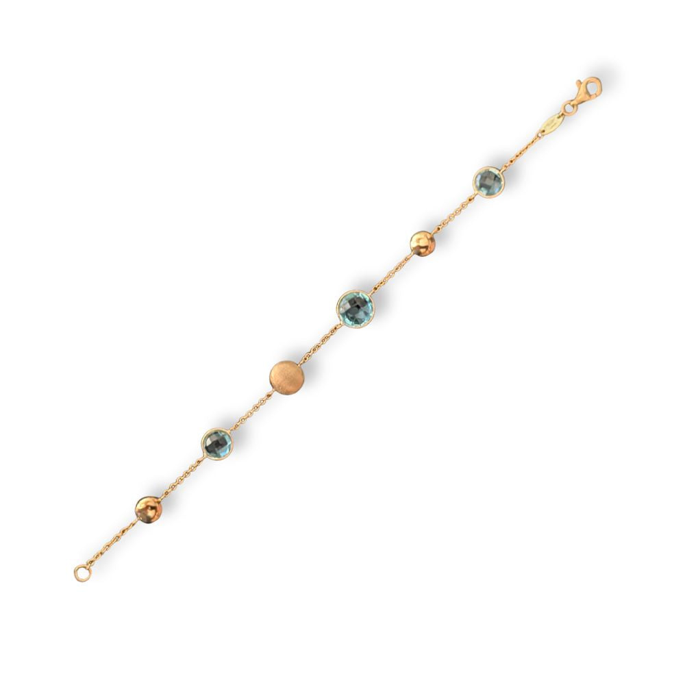 9ct Gold Blue Topaz Station Bracelet