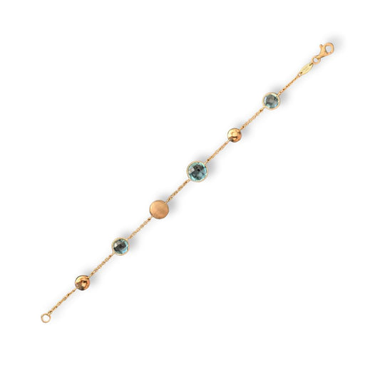 9ct Gold Blue Topaz Station Bracelet