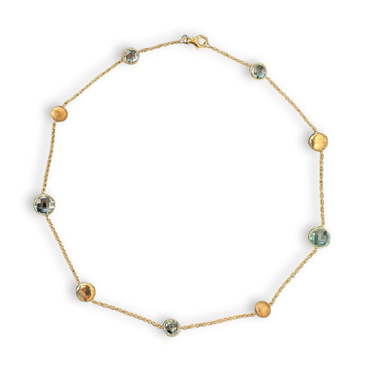 9ct Gold Blue Topaz Station Necklace