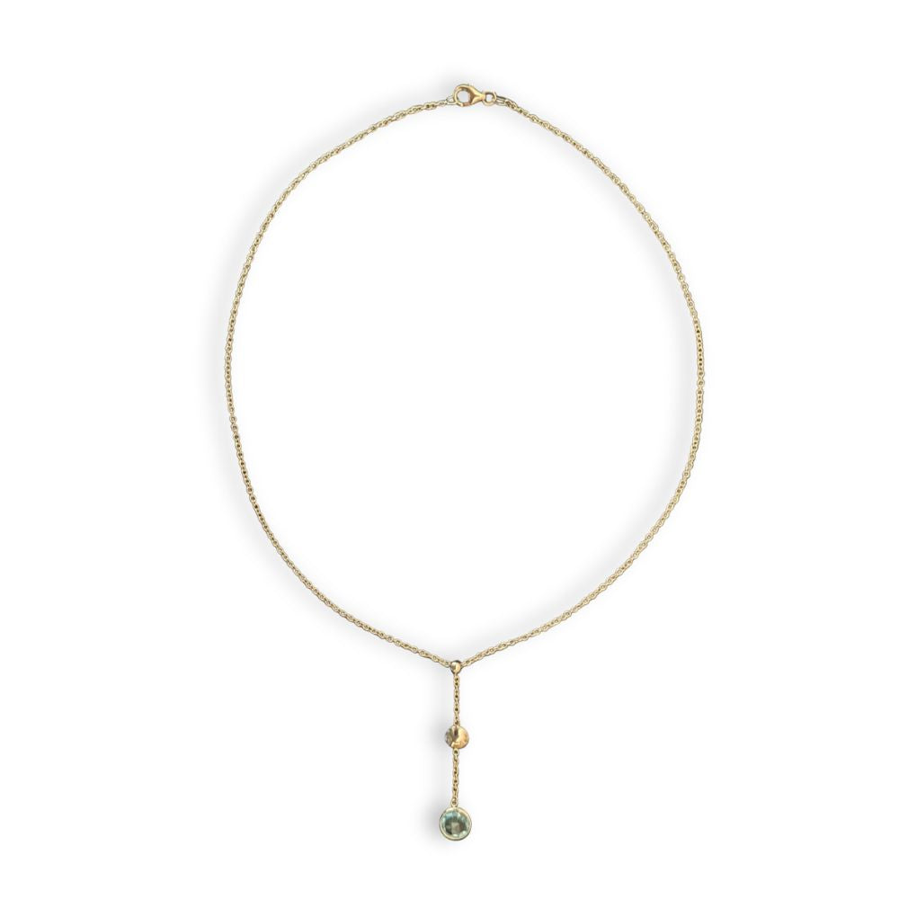 9ct White Gold Blue Topaz Drop Necklace