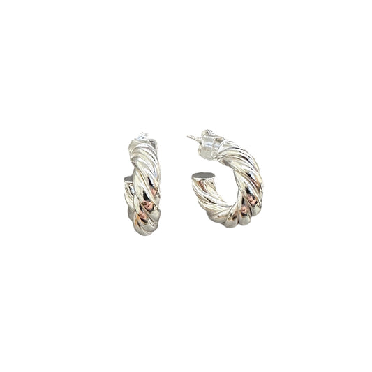 Sterling Silver Twisted Hoop Earrings