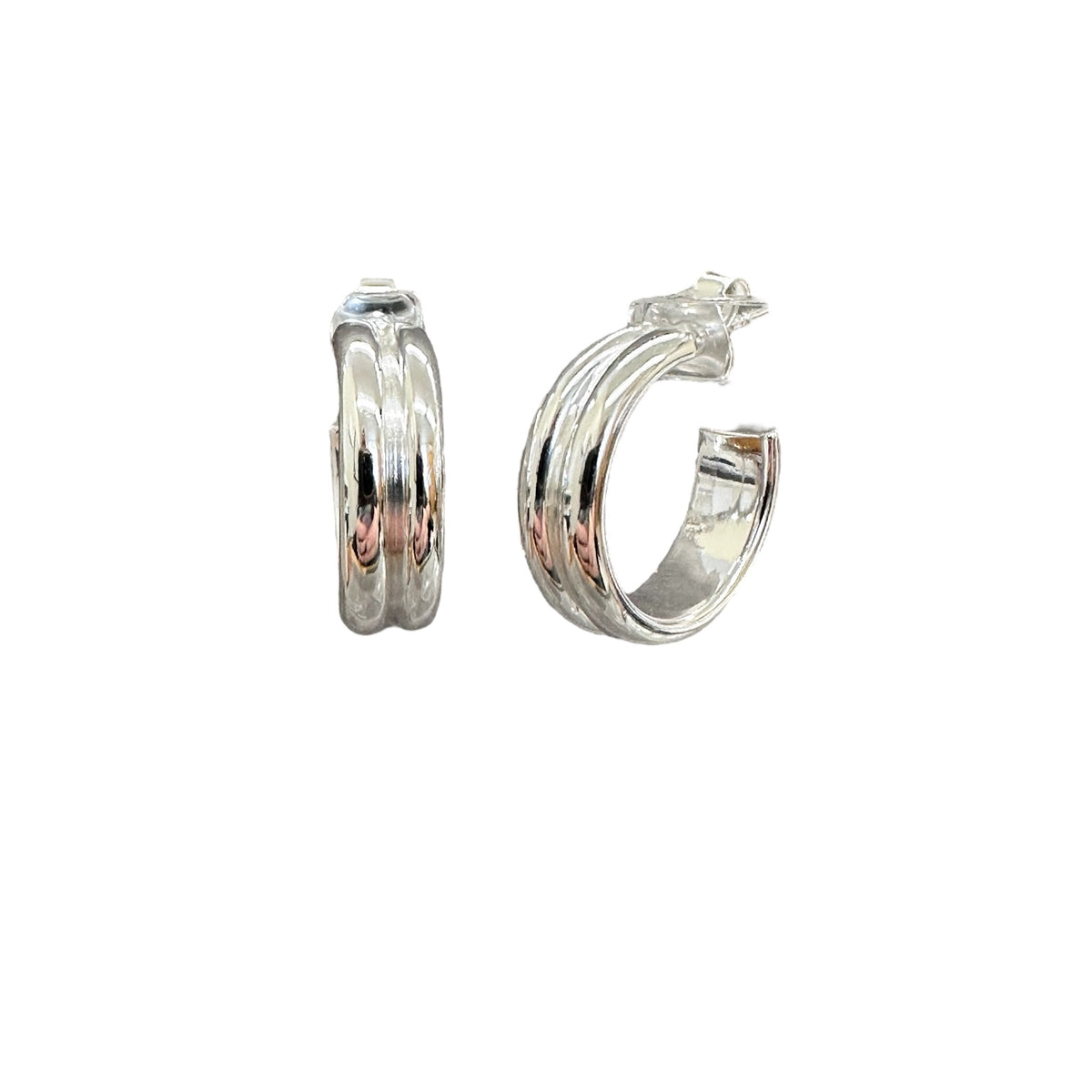 Sterling Silver Ridged Hoop Earrings
