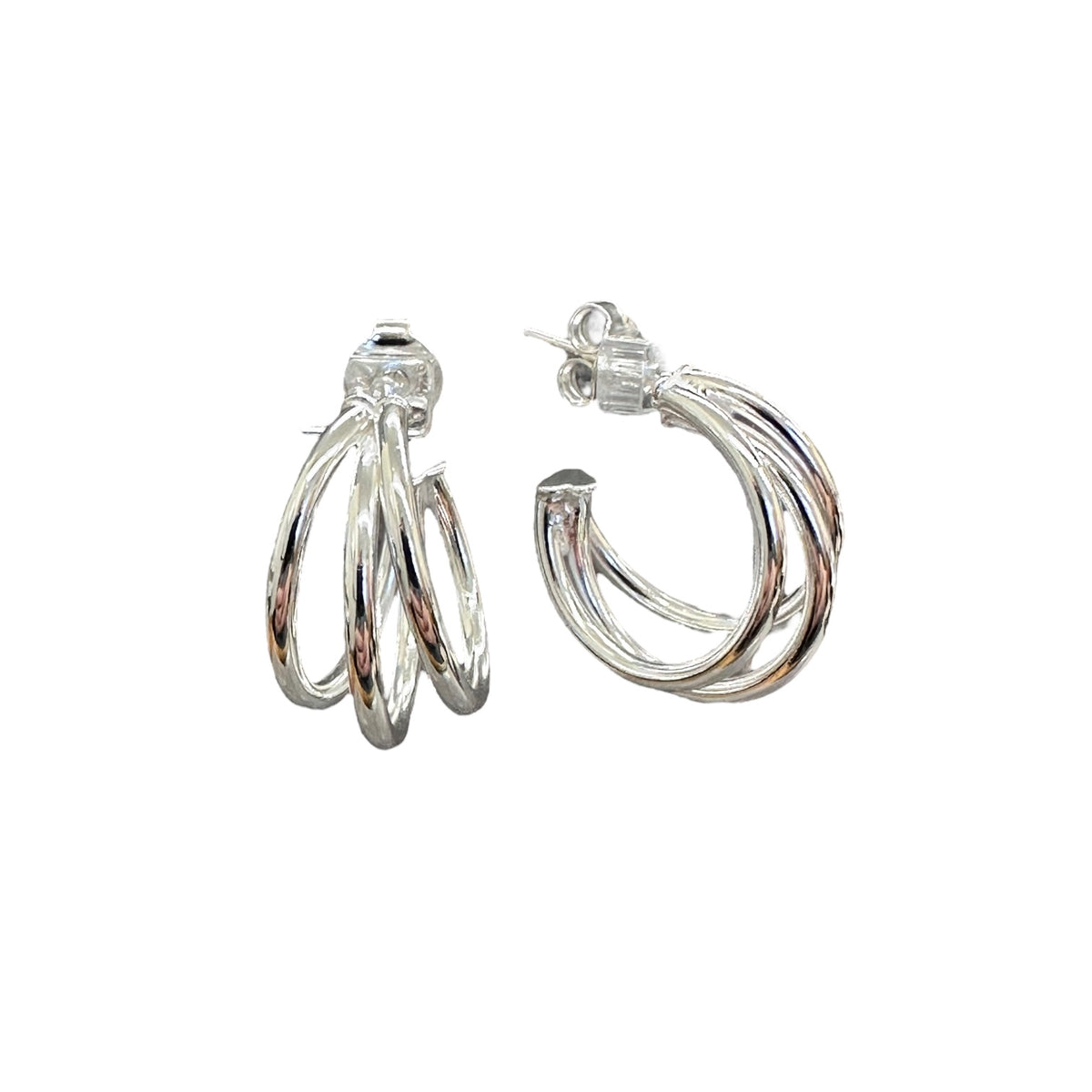 Sterling Silver Triple Hoop Earrings