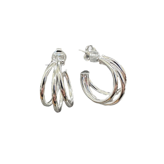 Sterling Silver Triple Hoop Earrings