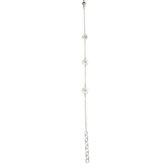 Sterling Silver Daisy Station Bracelet