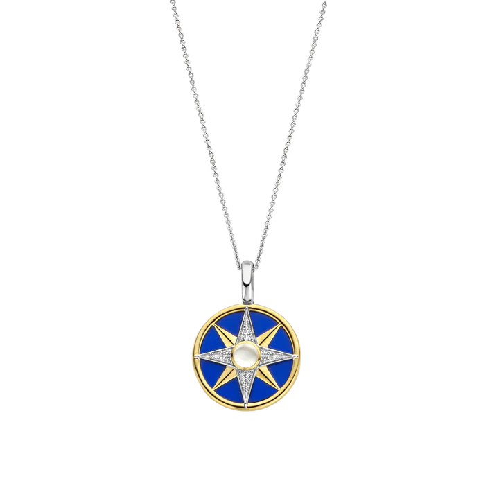 Ti Sento star and blue stone pendant.