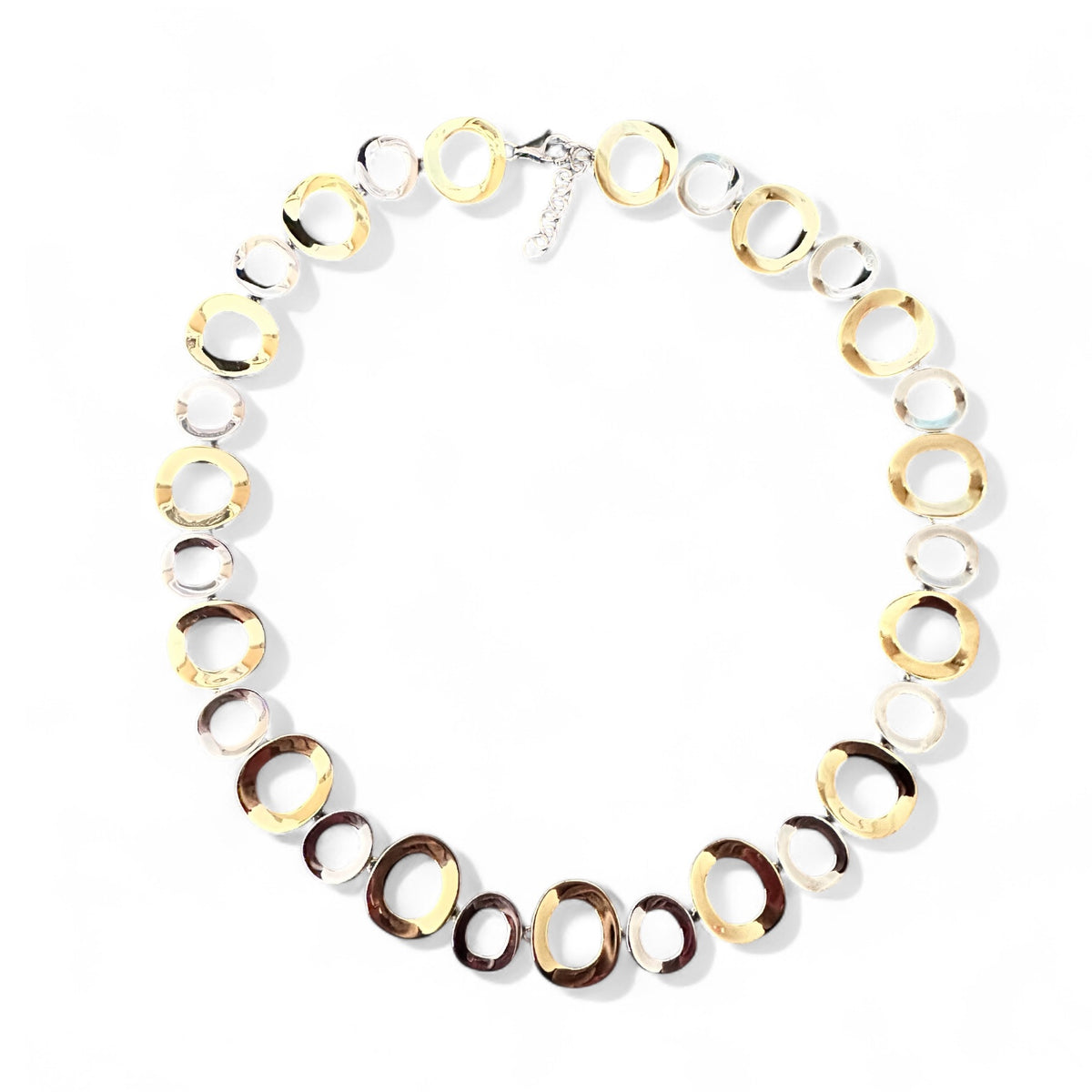 Sterling Silver and Gold Vermeil Circle Link Necklace