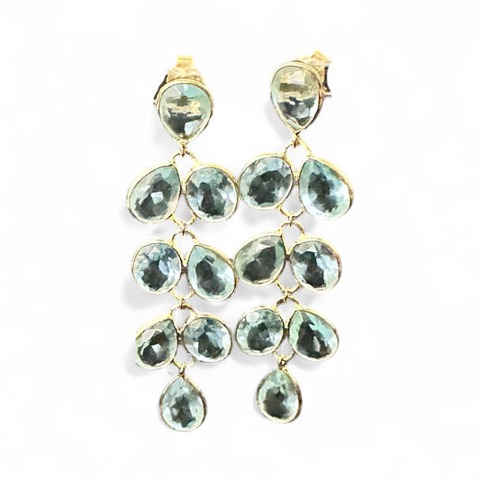 Blue Topaz and Gold Vermeil Cascade Drop Earrings