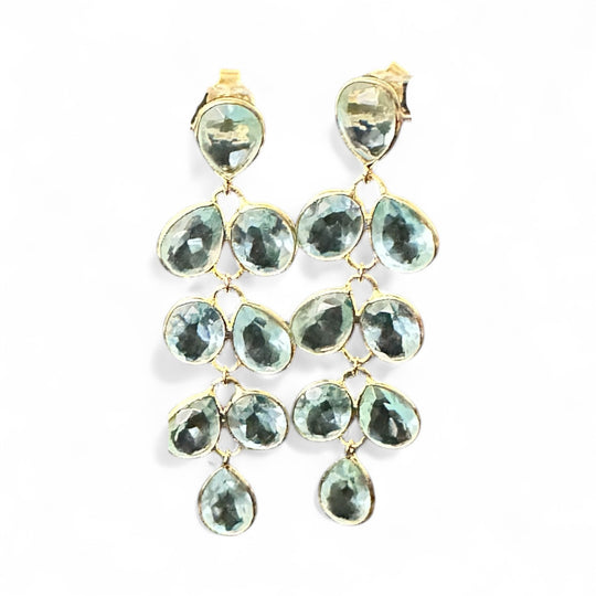 Blue Topaz and Gold Vermeil Cascade Drop Earrings