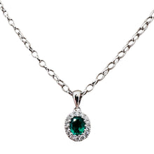 Load image into Gallery viewer, 18ct White Gold oval shaped Emerald and Diamond pendant
