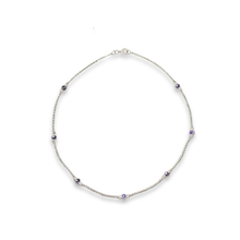 Load image into Gallery viewer, Sterling Silver Amethyst Station Necklace
