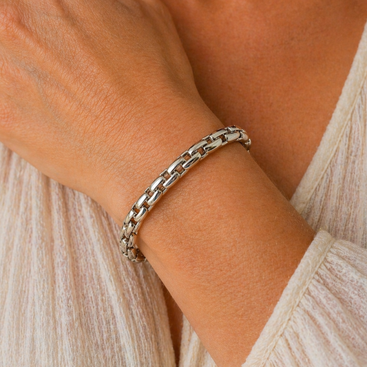 Sterling Silver Woven Link Adjustable Bracelet, view 3