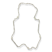Load image into Gallery viewer, Sterling Silver Double Chain Necklace with Fixed Pearls
