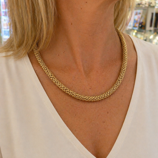 Gold Vermeil Woven Rope Collar Necklace, view 3
