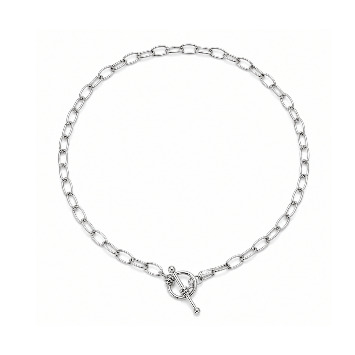 Sterling Silver Oval Link Necklace with Feature Toggle Clasp